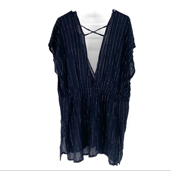 Raviya Women's Silver Striped Deep V Neck Cover Up - S - Picture 5 of 6